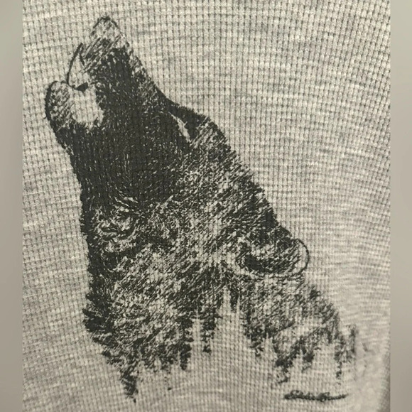 NWOT Eddie Bauer Men's Thermal Crew Howling Wolf Gray Size Tall Large - Picture 2 of 6